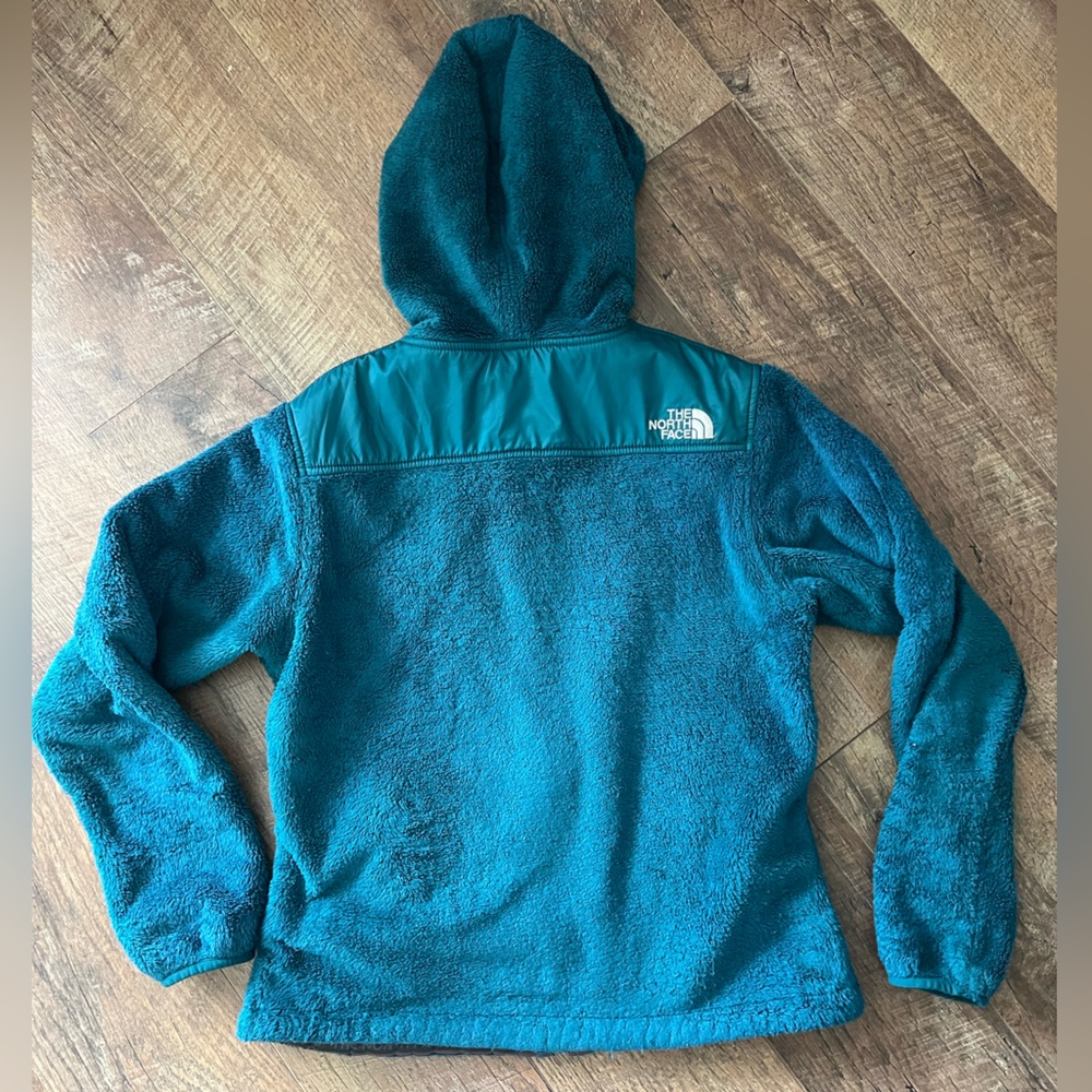 The North Face fleece full zip jacket w/hood women’s Sz S beautiful dark teal - Picture 6 of 16
